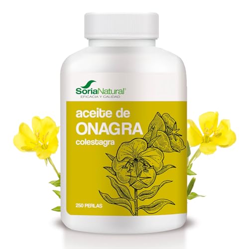 Soria Natural Colestagra - Perlas Aceite de Onagra con Vitamina E - Alivia los Síntomas Premenstruales, Mejora la Salud de la Piel y el Cabello 250 perlas