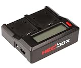 Hedbox RP-DC50 Intelligent Dual Digital LCD caricabatterie DC 8.4V, 16.8V cambio automatico tensione in base alla piastra/batteria installata.Rigenera batterie quasi scariche. INDICARE N° 2 PIASTRE.