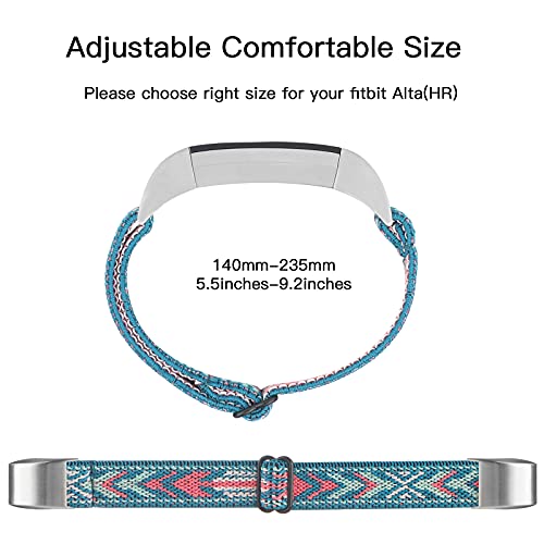 Image of Adjustable Elastic Bands Compatible with Fitbit Alta /Alta HR, Soft Stretchy Nylon Sports Breathable Replacement Wristbands for Women Men (Green Arrow)