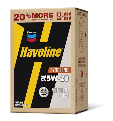 Image of Havoline Motor Oil 5w20 Synthetic Blend Smart Change Engine Oil, 5W-20, 6 Quarts, Pack of 2
