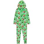 Minecraft Boys Fleece Onesie, Hooded Onesie Pyjamas - Gifts for Gamers (Green/Multi, 13-14 Years)