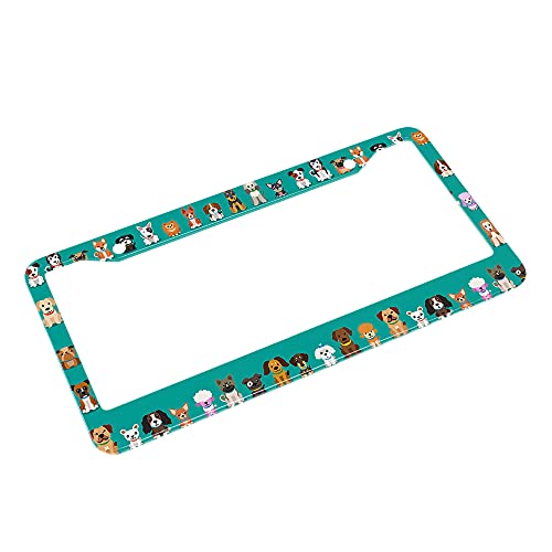 Beabes Cute Dogs License Plate Frame Pet Bulldog Animal Funny Novelty License Plate Frame Puppy Dachshund License Plate Cover Car Tag Holder Metal License Plate Frame For Us Vehicles Standard #TOP3