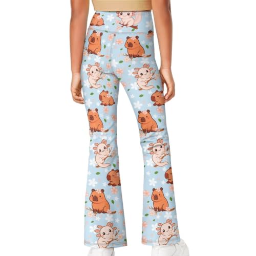 Image of Girls Leggings Floral Print High-Waisted Flared Pants 5-14 Years