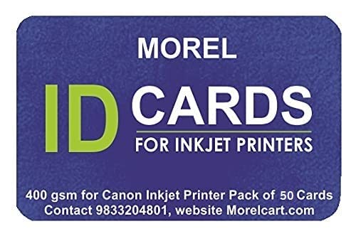 Image of morel (Pack of 50 Thin PVC ID Card 400 GSM for Canon PIXMA G2000, G2010, G3000, G3010, G4000, G4010 Inkjet Printer (AADHAR Card, College ID, GATE Pass, ETC).