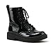 Soda FIRM - Lug Sole Combat Ankle Bootie Lace up w/Side Zipper (Black Patent, numeric_11)