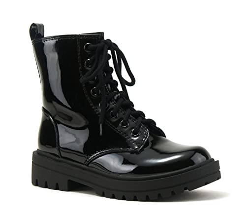 Image of Soda FIRM - Lug Sole Combat Ankle Bootie Lace up w /Side Zipper