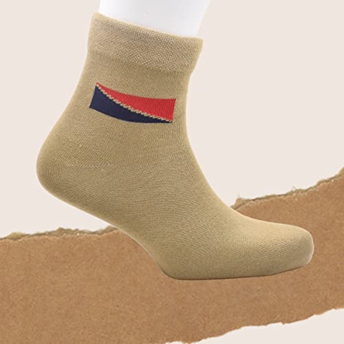 Image of Police Khaki Uniform Socks For Men Women Ankle Length Comed Cotton Organic Trekking Durable Comfort Seamless Breathable Combo Free Size Pair Of 4