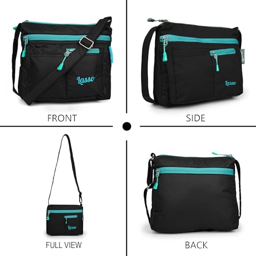 Image of Lasso Sling Bag For Women with Adjustable Strap Stylish Ladies Crossbody Polyester Sling Bag for Office, Causal, Travel & College | 5L Capacity & 5 Multiple Pockets (4 Zip & 1 Open Pocket)
