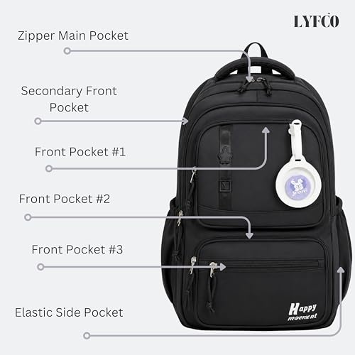 Image of Korean Style School & College Backpack with Detachable Pouch | 18 Inch Large capacity bag for Girls & Boys Age of 12-16 years | Best for School, Tution, Travel, Camping