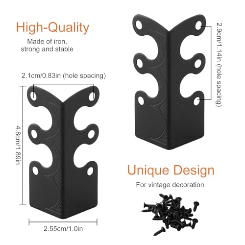 Image of 6Pcs Skiffers Baseboard Corner Protectors, Rustic Vintage Metal Corner Guard, Decorative Baseboard Shield, Brass Skirting Board Protection, Antique Bronze Furniture Edge Protector (Black)