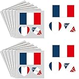 20 PCS Tatouage Temporaire Drapeau France - Tatouage Éphémère Imperméable pour Supporter de Football, Rugby, JO 2024 - Maquillage Bleu Blanc Rouge pour Fête Nationale et Événements Sportifs