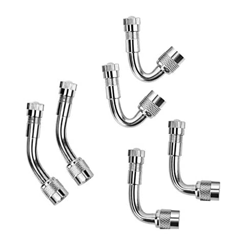YIENAKFUN 6 PCS 45 Degree 90 Degree 135 Degree Metal Valve Stem Extenders, Universal Valve Stem Extensions Compatible for Dual Wheels Passenger Cars, Stroller, RV, Motorcycles, Bicycles, Trailers Cover