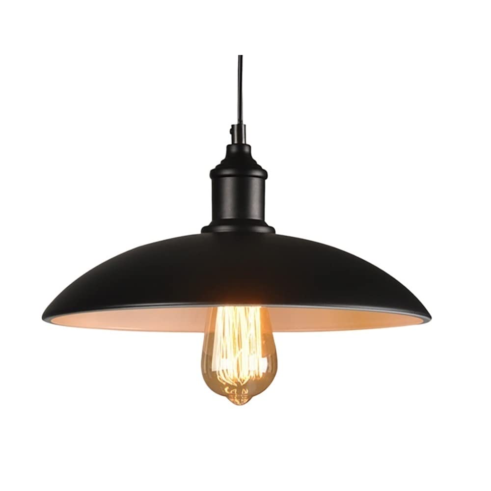 Chandelier industriel noir de 40cm doté d'une grande coupole rétro E27