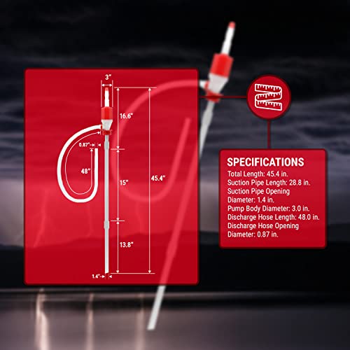 TERA PUMP Drum Barrel Pump - Heavy Duty BPA-Free for Emergency Essentials Disasters (No Batteries or Electricity Required), Fast Transfer 55 Gallon and Drinking Water w/Adjustable Length