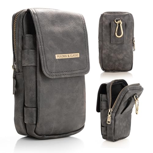 PULOKA Multi-Purpose Dual Mobile PU Leather Pouch Carry Two Phones, Cash, Cards, Keys, and Accessories Travel Holster Pouch Upto 6.8 inch – Black- Best and cheap mobile covers in India