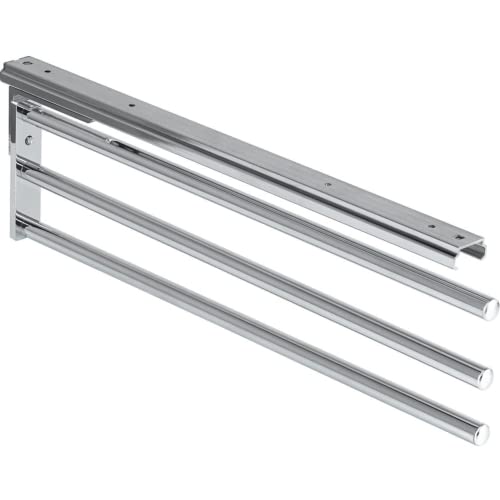 Gedotec Porte-Serviettes Coulissant en Aluminium | Longueur 443 mm | Chrome Poli Brillant | Barre à 3 Bras Extensible | 1 Pièce