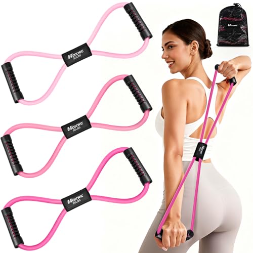 HOXWC Resistance Bands, Figure 8 Exercise Bands for Back, 8 Shaped Resistance Bands for Arms, Shoulder, Leg Stretching, Physical Therapy, Yoga, Pilates, Home Gym Workout Equipment for Women Men