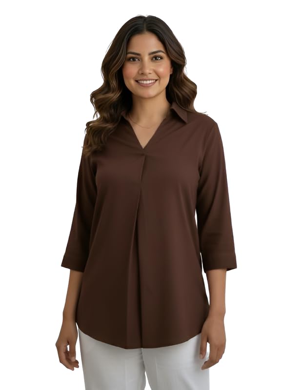 moirai Hemline Shirt for Women Solid Viscose Rayon Oversized Western Long Top Casual Wear Office Formal Shirt-picture-12