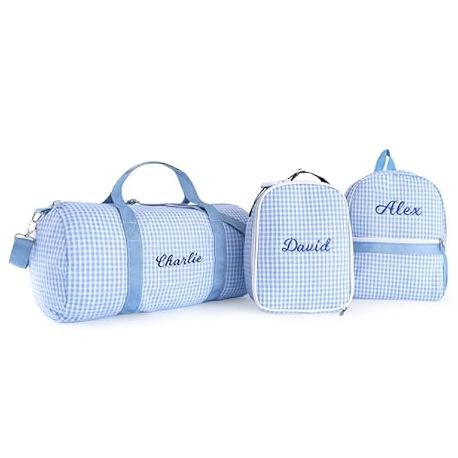 MT WORLD Daycare Backpacks with Lunch Boxes Set,Personalized Checkered Backpacks and Lunchboxes,Travel Daypack with Lunch Bag,Purple Checkered Daypack Lunchbags Set