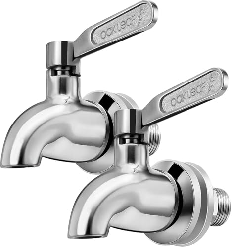 Oak Leaf Replacement Spigot for Beverage Dispenser Stainless Steel Spigot for Drink Dispenser Water Dispenser Faucet Food Grade 2 Pack