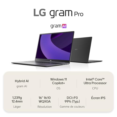LG gram Pro 17Z90TR E.AD8BF 17 Core Ultra 7 RAM SSD AZERTY - vue 4