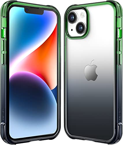 Image of Mkeke for iPhone 14 Case for iPhone 13 Case Gradient Black-Green Shockproof Bumpers Cases for iPhone 13 /14