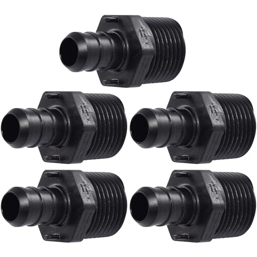 Image of SharkBite 1 /2 x 1 /2 Inch MNPT Poly Crimp Adapter, Pack of 5, PEX Pipe, PE-RT, UP120A5