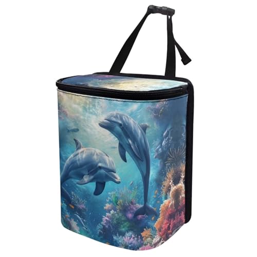 Image of DISNIMO Ocean Dolphin Car Trash Can Leak-Proof Car Organizer Storage Bag for The Back Seat of Any Cars,Sedans, SUVs & Trucks Easy-to-Install Car Accessory Interior