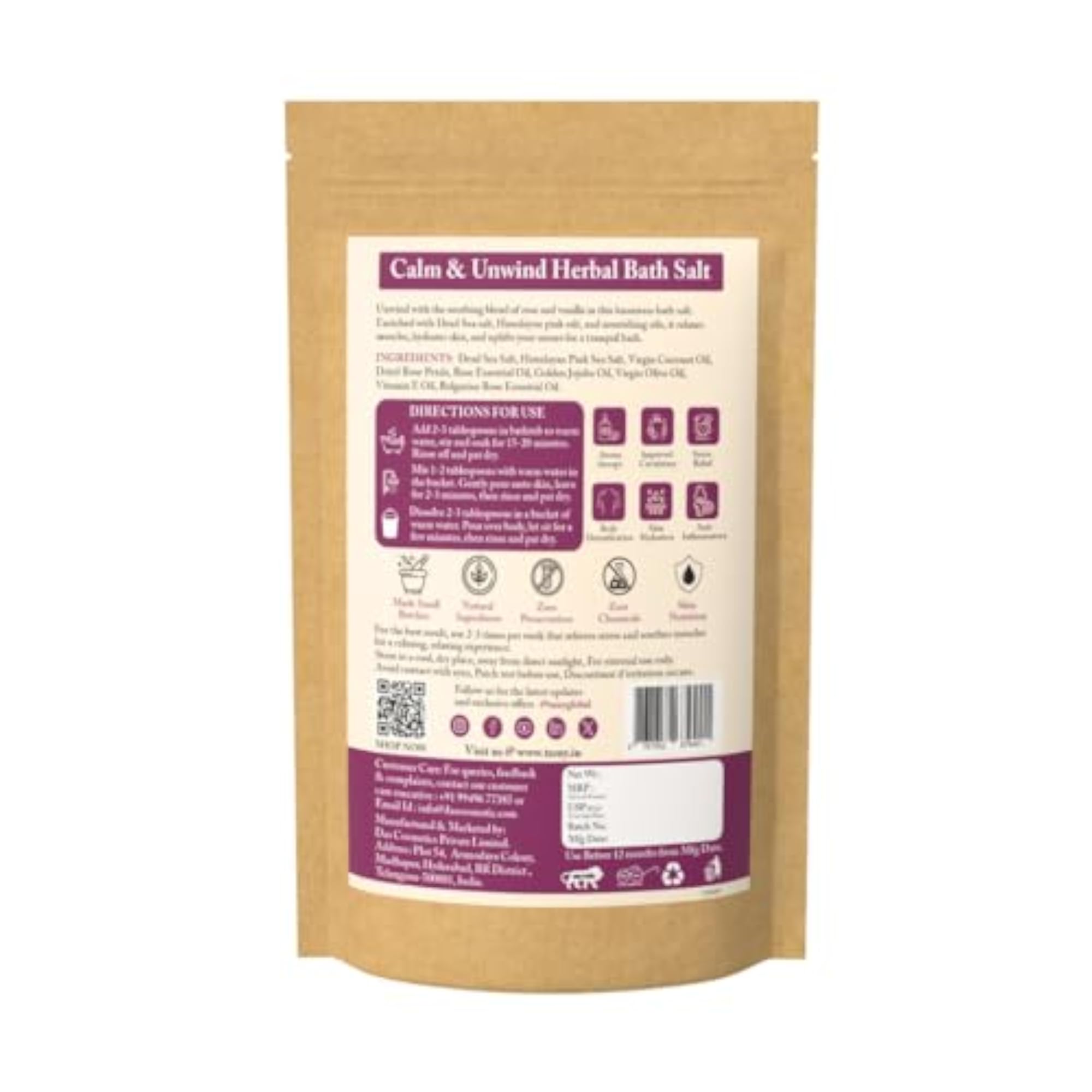Rose & Vanilla Bath Salt 150g for Moisturizing Soaks
