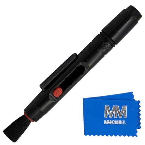 MMOBIEL Professioneller Reinigungspinsel aus Carbon, kompatibel mit Objektiven und Filtern von digitalen Spiegelreflexkameras, Trockenreinigung, mit Mikrofaser-Reinigungstuch