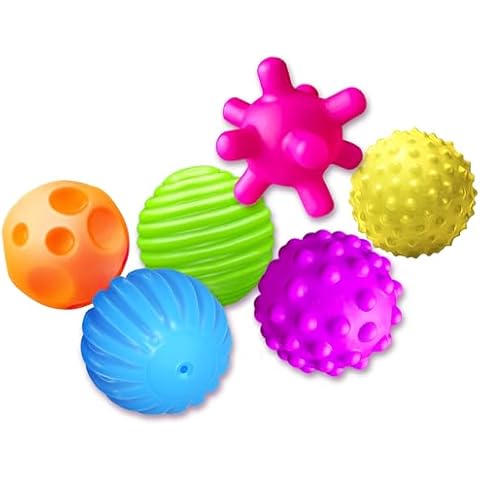 ROHSCE Sensory Balls for Kids 6pcs Textured Multi Ball Set for Toddlers Multicolor and Bright Handing Catching Balls BPA-Free Soft Stress Relief Toys Cover