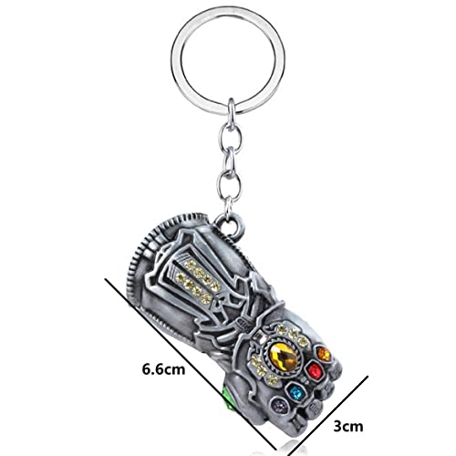 Qddollars Infinity Gauntlet Keychain For Men, Infinity Gloves Key Chain For Boys, Infinity Glove Totem Amulet Stones Keychains (Silver) #TOP1