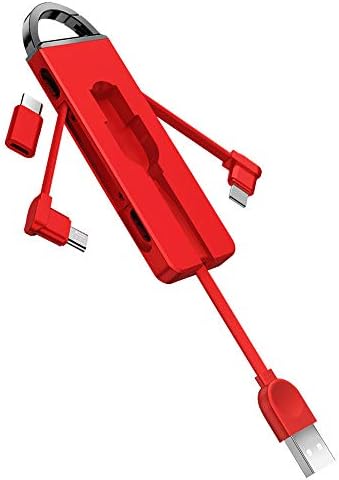 OATSBASF Keychain USB Cable, Portable 3 in 1 Micro USB/Type-C Charging Cord Compatible Cell Phones Tablets Universal Use