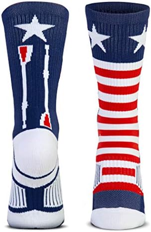 ChalkTalkSPORTS Crew Woven Mid-Calf Socks | USA | Red & White & Blue
