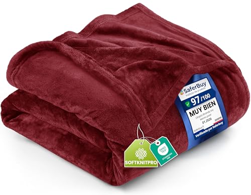 Utopia Bedding Kuschelige Fleecedecke [200x150 cm, Borgoña] Weiche, leichte, Warme Flauschige Decke Kuschelige und atmungsaktive Decken für Bett Sofa Couch