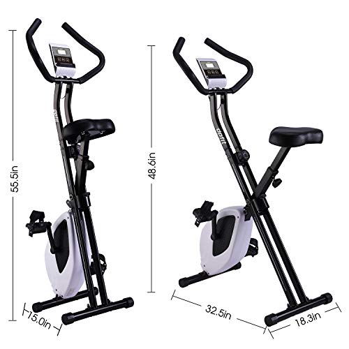Dpfit Folding Stationary Exercise Bike With 8-Levels Magnetic Resistance, Indoor Upright Foldable Cycling Bike, Tablet Holder And Lcd Monitor, Fitness Bike For Senior, Black #TOP1
