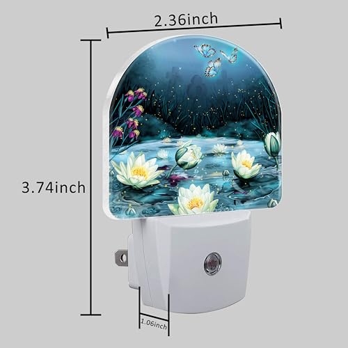 Image of Night Light Plug into Wall Magic Lotus Flower and Butterfly Night Light with Dusk to Dawn Sensor Night Light for Kid Girls Boys Women Room Decor, Hallway, Kitchen, Bathroom, Nursery, Stairs
