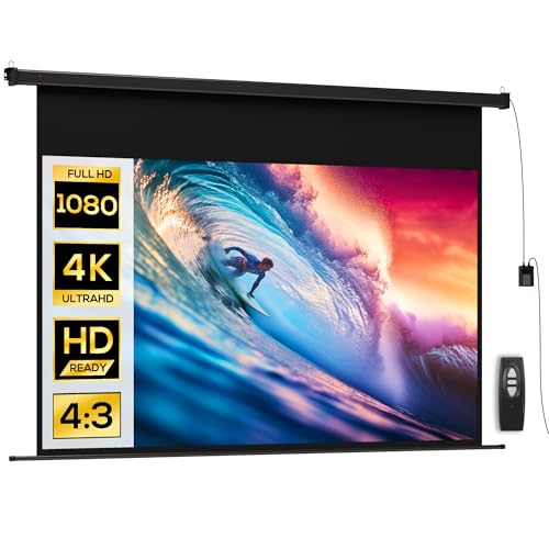 Pantalla para videoproyector HOMCOM de 100 Pulgadas, Pantalla de proyección motorizada y eléctrica 16:9 4K HD, Pantalla de proyección de TV y Cine en casa, Montaje en Pared o Techo, Panel de Control
