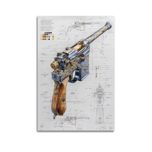 Poster d'armes à feu Première Guerre mondiale C96 - Décoration murale vintage 50x75 cm