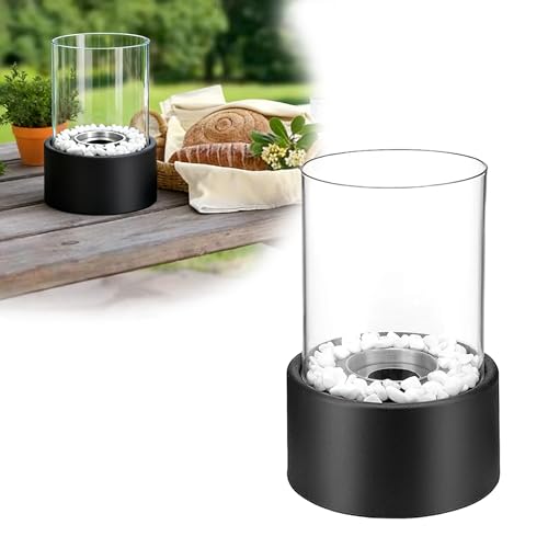 QEENTOE Runde Feuerschale Moderne Feuerstelle in Schwarz für Terrasse & Garten