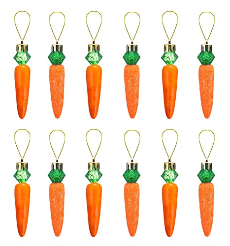 Medoore 12 Pcs Easter Carrots Hanging Pendant Decorations DIY Carrots Craft Ornament Simulation Carrots Vegetables Easter Gift for Easter Decoration Easter Party Supplies