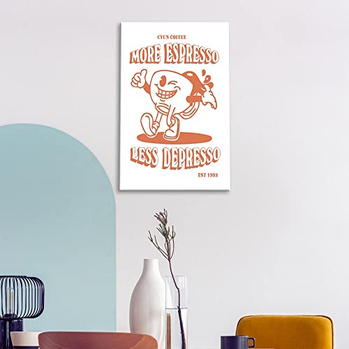 Cute Vintage Coffee Cup Posters For Room Aesthetic Orange Retro Quotes More Expresso Canvas Wall Art Prints Painting Funny Coffee Art Wall Decor Pictures For Kitchen Dining Room Bar 12X16In Unframed #TOP5