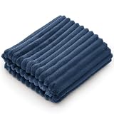 BEDELITE Baby Blankets for Boys Girls 30'x 40' - 3D Ribbed Jacquard Cute Fuzzy Fleece Blanket, Warm and Breathable Soft Cozy Infant Toddler Blanket for Newborn All Seasons Suitable, Navy Blue