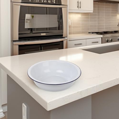 Tazón vintage esmaltado blanco 36 cm para cocina miniatura 6