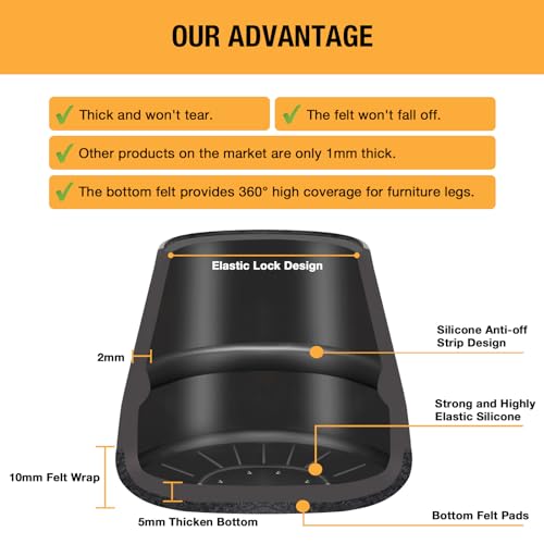 Image of 32 Pcs New Chair Leg Floor Protectors, Silicone Chair Leg Protectors for Hardwood Floors, Floor Protectors for Chairs, Chair Leg Caps Protect Wooden Floors from Scratching, Won't Tear