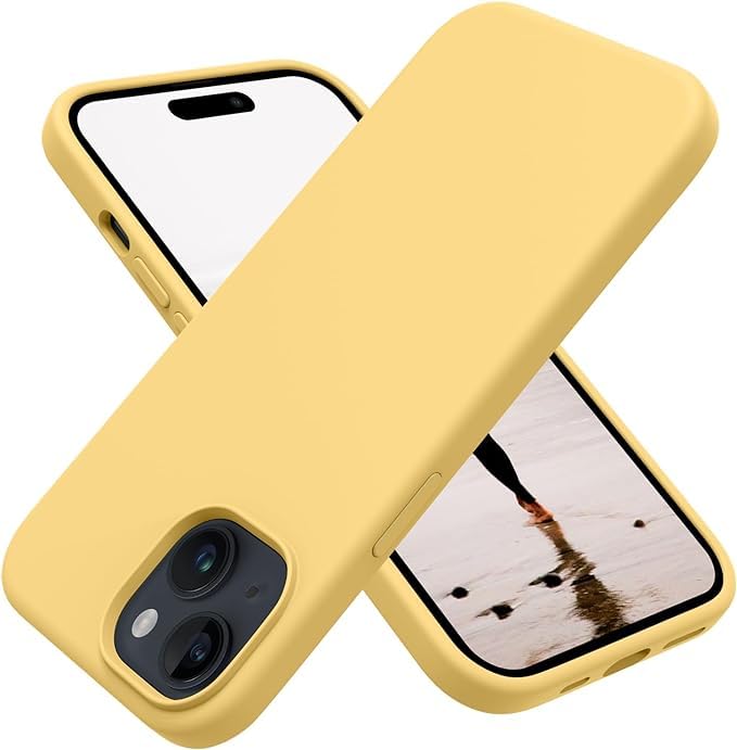 Image of MIDOS Back Cover Compatible with iPhone 15 Case Liquid Silicone Full Protection Shock Proof Back Cover for iPhone 15 (Yellow)