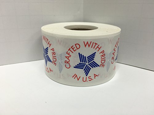 500 Labels 1.5x1.5 Crafted with Pride in U.S.A. Laminated American Pride Flag Mailing Retail Stickers