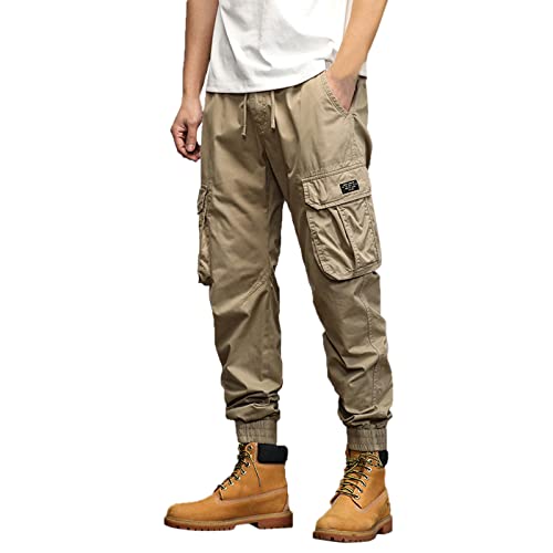 Pantalon cargo ample en coton kaki idéal pour randonnée et loisirs extérieurs