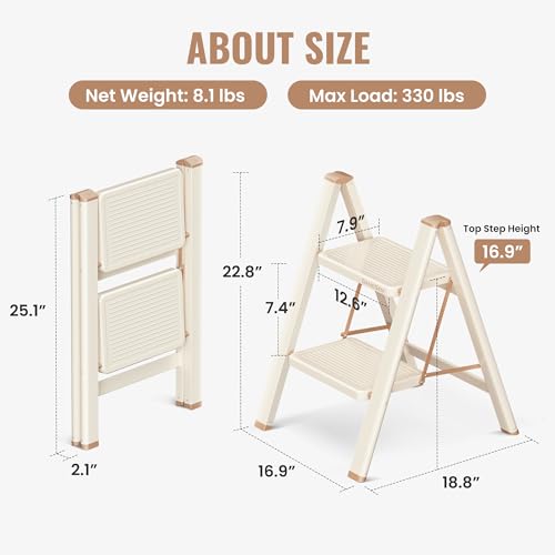 GameGem 2 Step Ladder, Folding Step Stool with Anti Slip Widened Pedal by GameGem - Used condition - Image 6