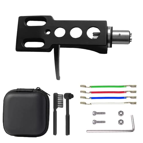 Universal Turntable Headshell.LP Turntable Cartridge Black Headshell Phonograph Lead Wires Screws Stylus Cleaning Brush Headshell Storage Case.